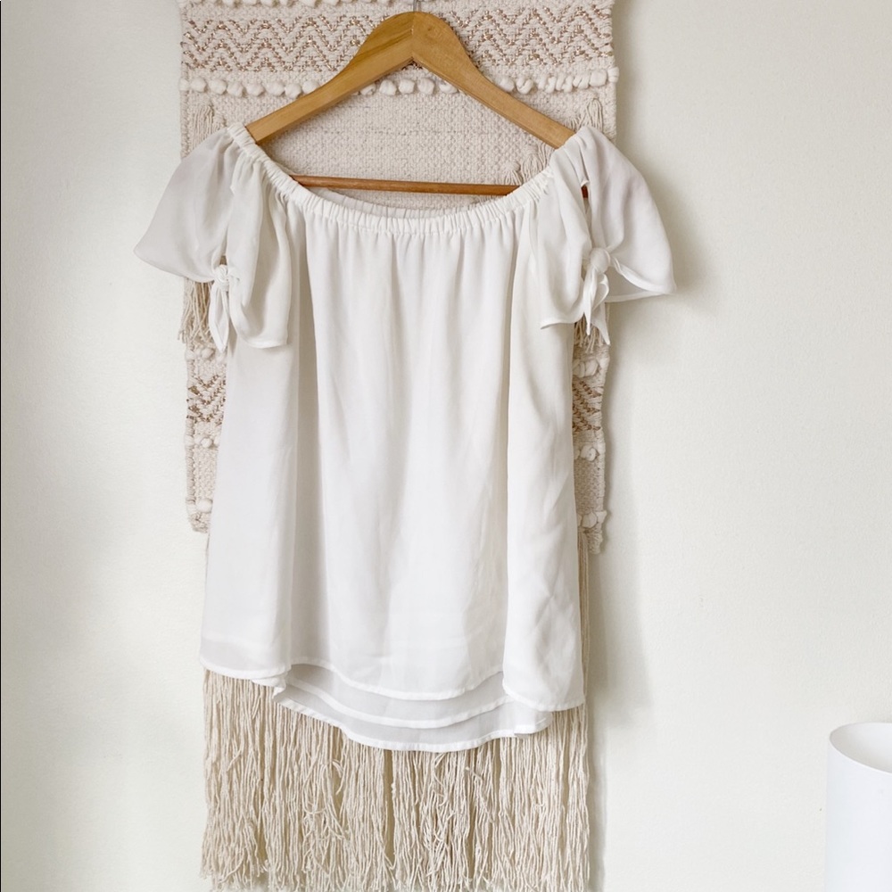 Off the shoulder tie blouse